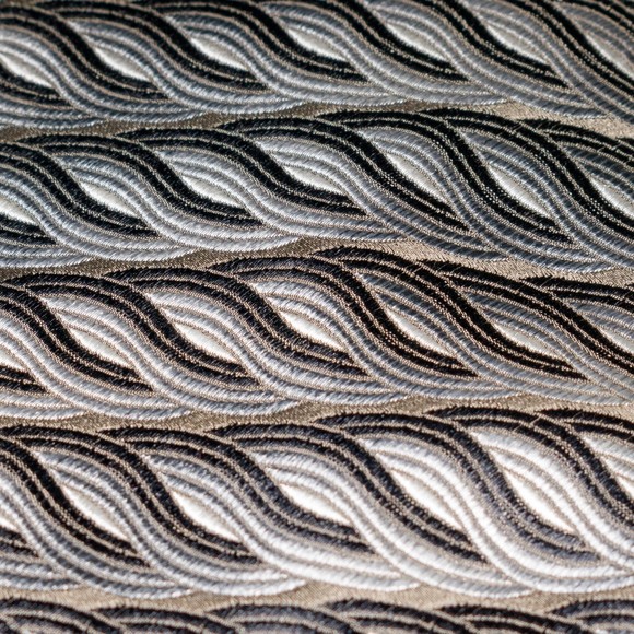 XMI Platinum Black Silver Directional Striped 100% Silk Men's Designer Tie USA - Picture 6 of 6